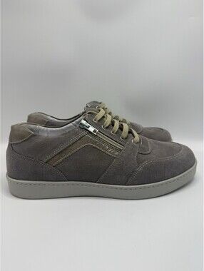 David Tate Made In Italy Womens Sneakers Lace Up Zipper Gray Suede Size N 10